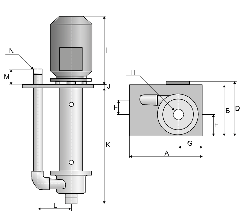 Metal Vertical pumps dimensional
